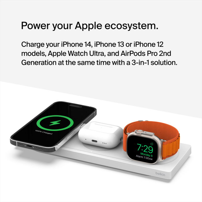 Belkin BOOST↑CHARGE PRO 3-in-1 Wireless Charging Stand with MagSafe